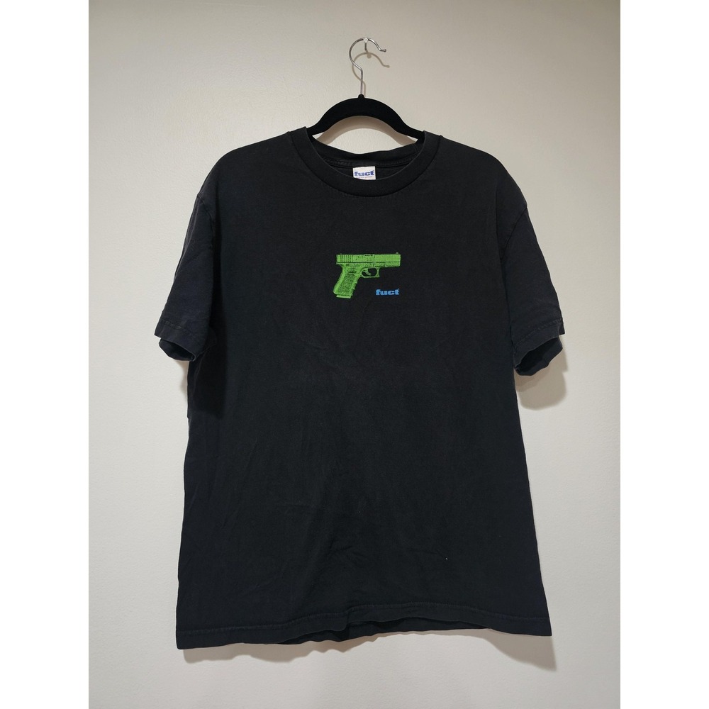 FUCT Shirt Mens Large Black Gun Pistol Logo Graphic Tee T-Shirt Streetwear